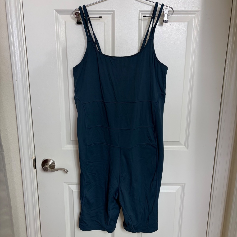 Universal Standard Game US Bodysuit Teal Blue Double Strap Active Romper Large